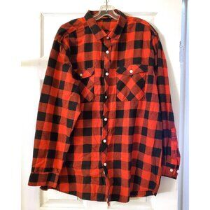 DESIGN IN ITALY MENS RED AND BLACK PLAID FLANNEL SHIRT SIZE 2X NWOT